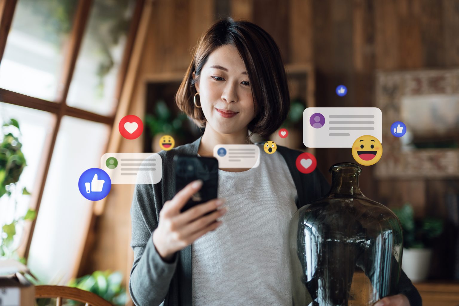 Reactions arriving on a social post