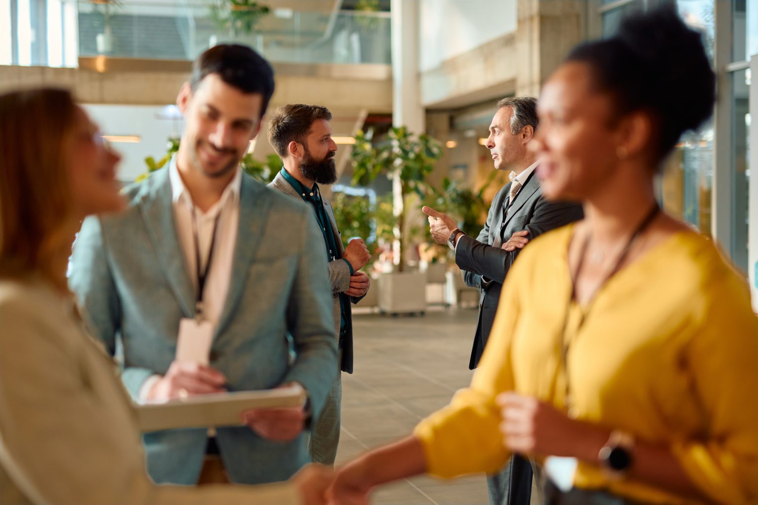 Guests talking at a corporate event