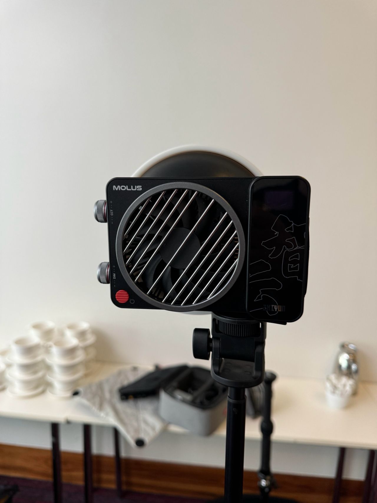 Compact LED light on a stand on the Be the Boss set